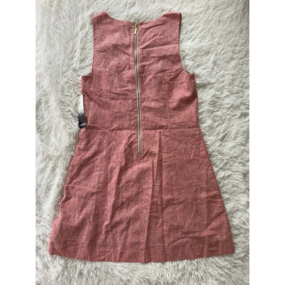 Kensie Linen Blend Mini Dress L NWT Coral Pink Lace Up Nautical Summer Sleeveles - Picture 12 of 12